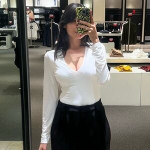 Express White Long Sleeve Bodysuit